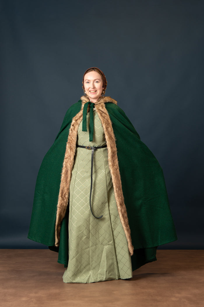 Viking cloak Fjell, wool blend, green