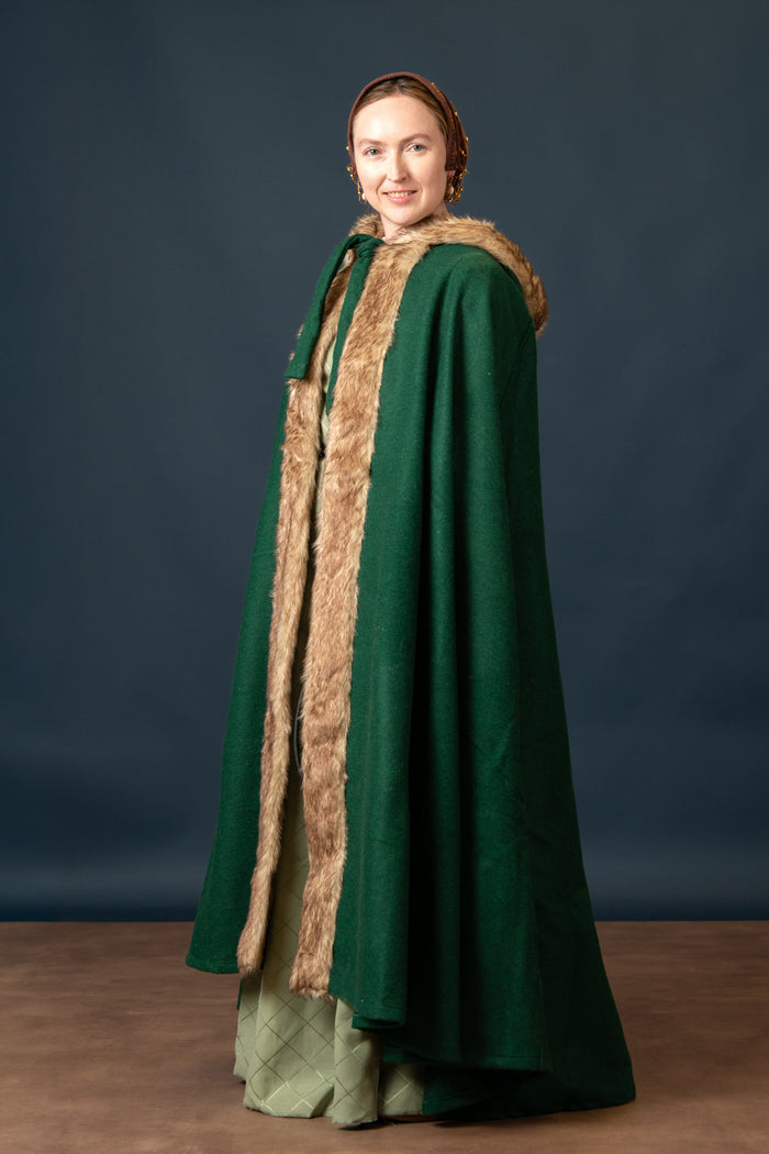 Viking cloak Fjell, wool blend, green