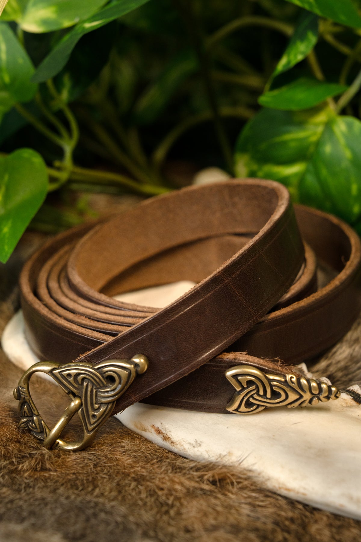 Viking belt Borre style, 165 cm, brown