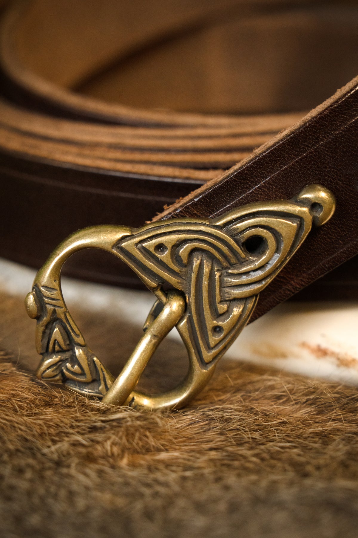 Viking belt Borre style, 165 cm, brown