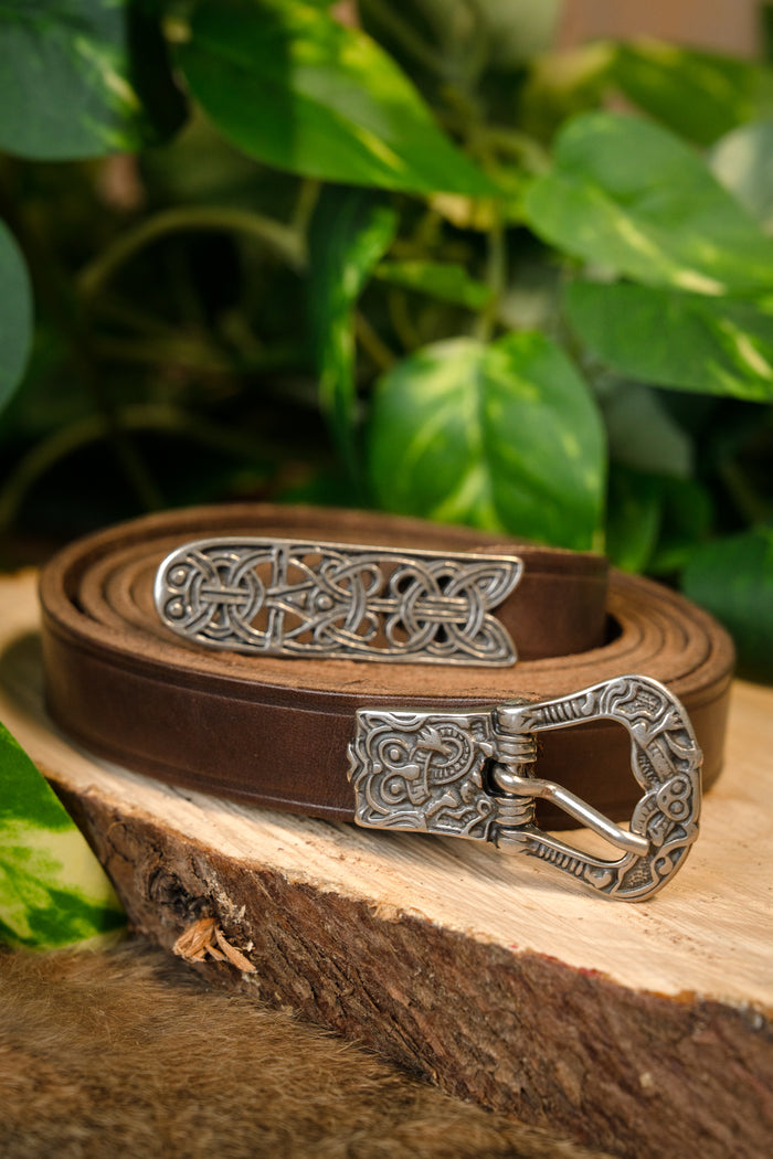 Birka Belt, silver-plated, 165 cm, brown