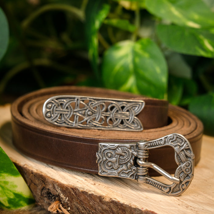 Birka Belt, silver-plated, 165 cm, brown
