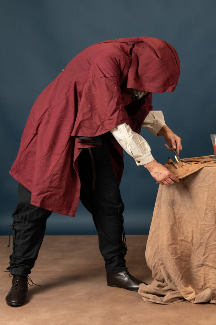 Schaube with hood, burgundyblack