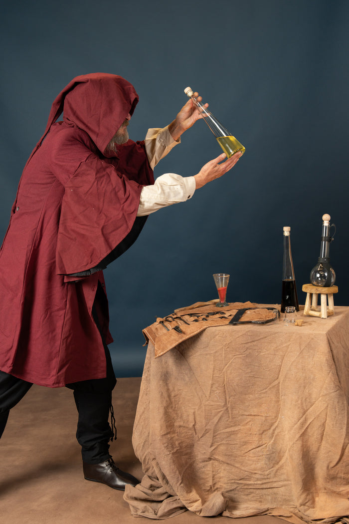 Schaube with hood, burgundyblack