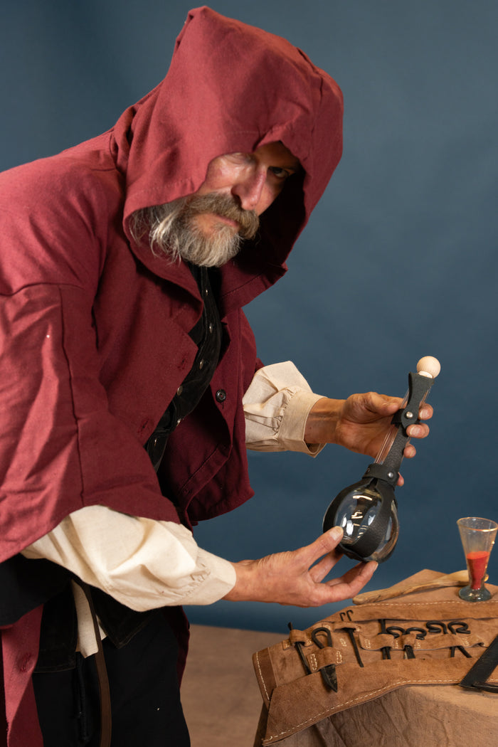 Schaube with hood, burgundyblack