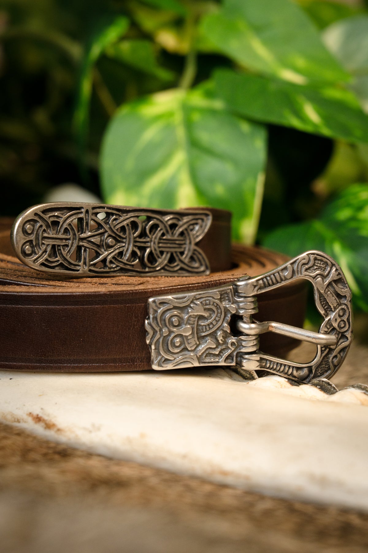 Birka Belt, silver-plated, 165 cm, brown