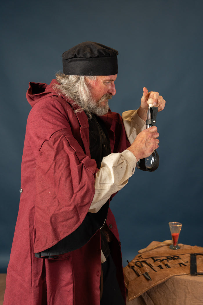 Schaube with hood, burgundyblack