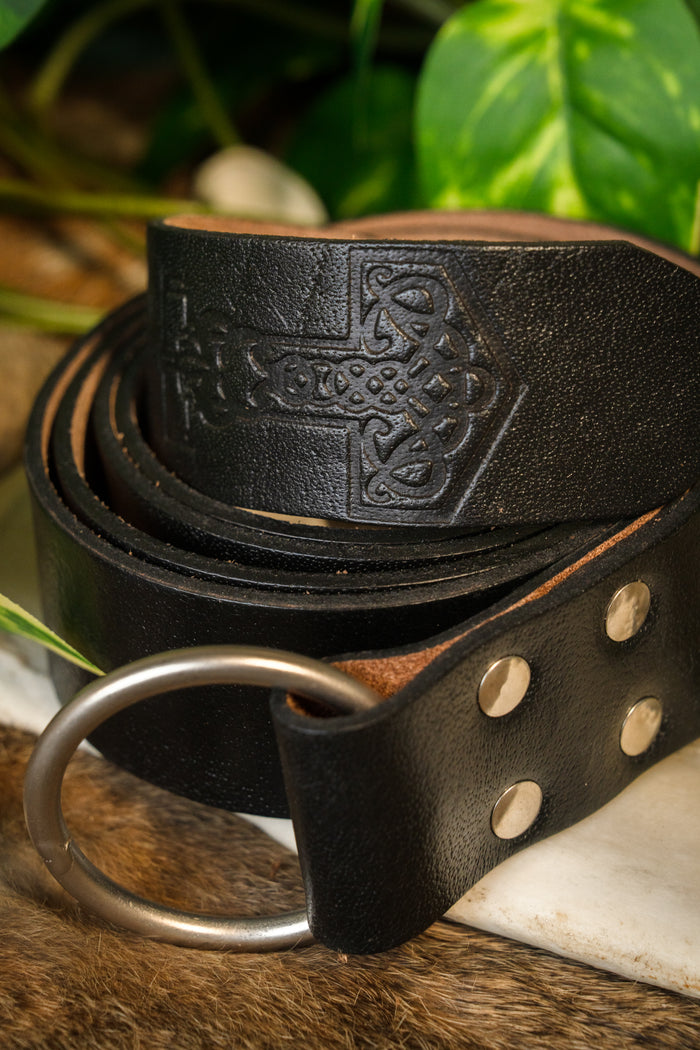 Belt with Thor's hammer, black