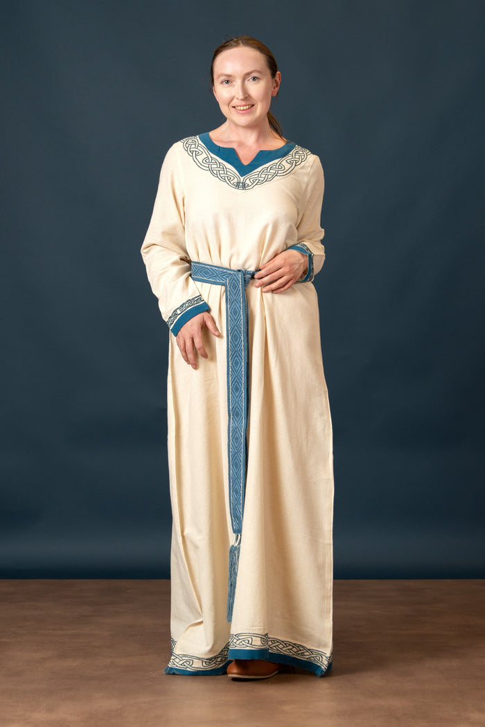Viking dress Lagertha, natural-blue