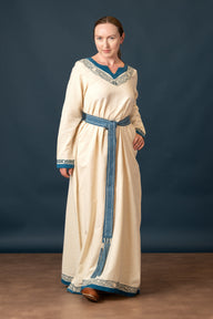 Viking dress Lagertha, natural-blue