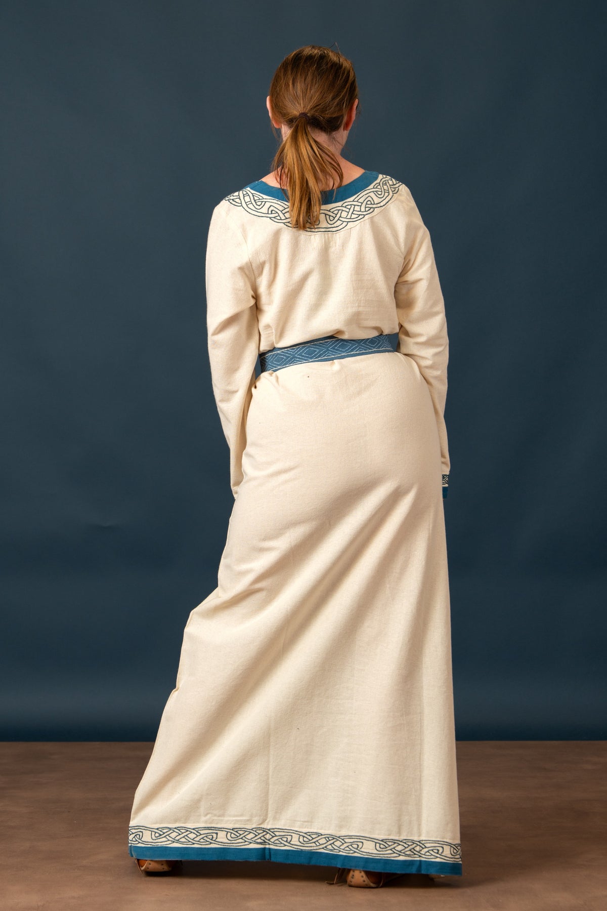 Viking dress Lagertha, natural-blue