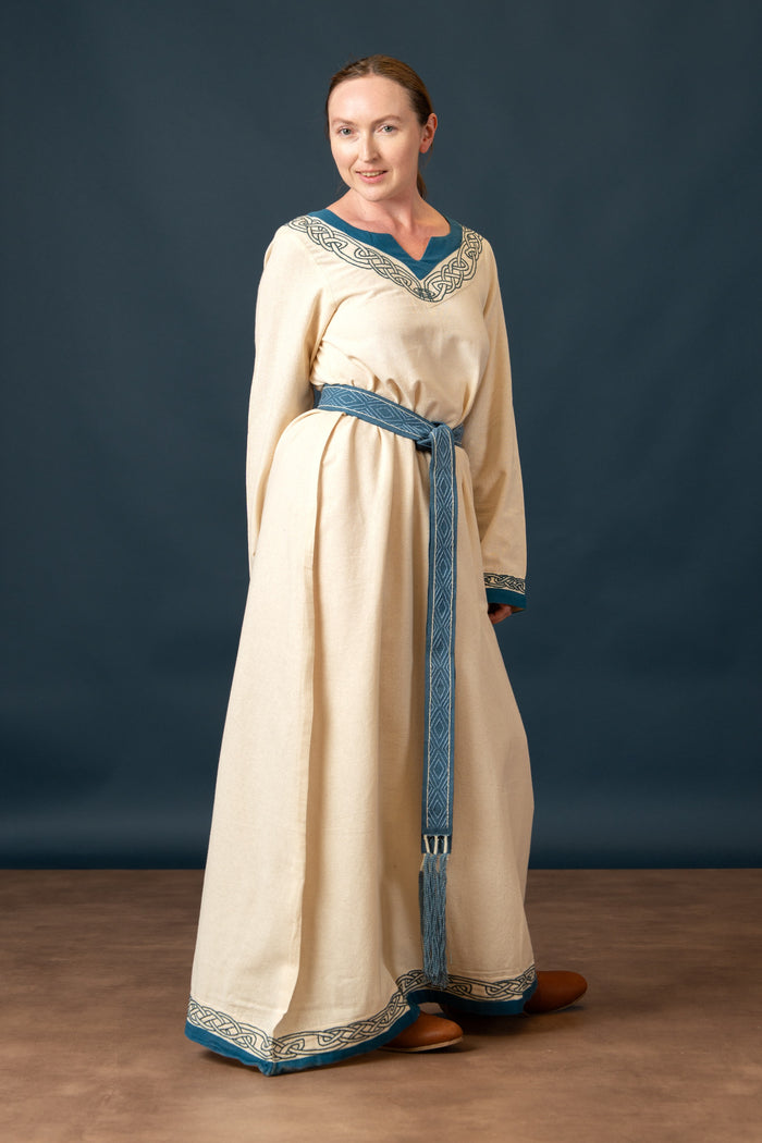 Viking dress Lagertha, natural-blue