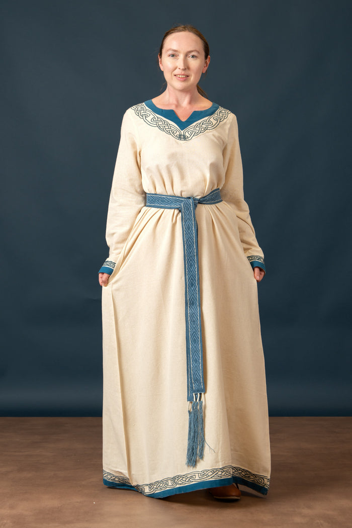 Viking dress Lagertha, natural-blue