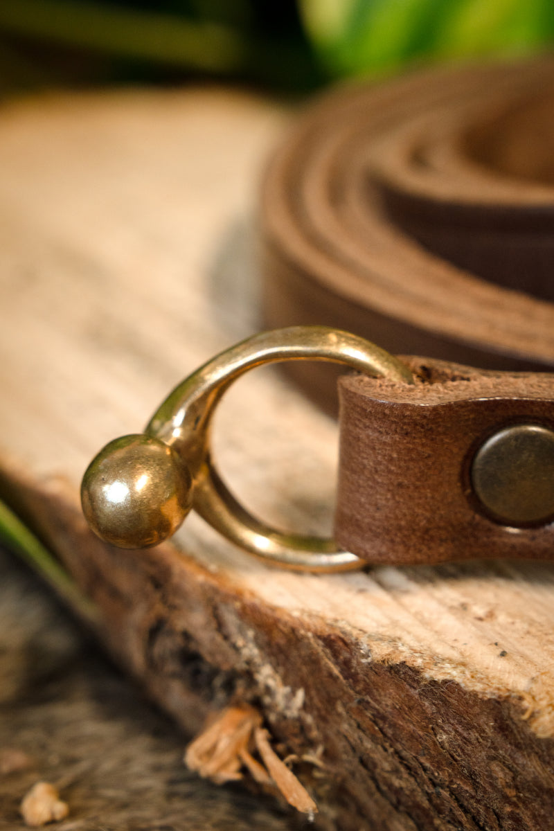 Celtic La Tene belt with belt hook, brown