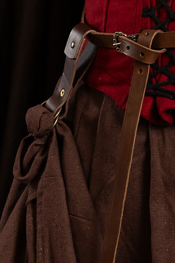 Celtic leather holder with ring, brown