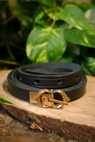 15th century belt Warwick, black, 151 cm