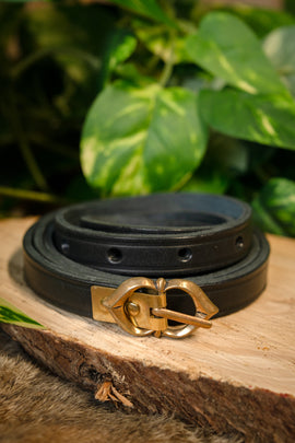 15th century belt Warwick, black, 151 cm