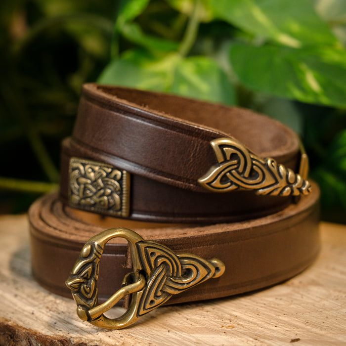 Viking belt Borre style deluxe, 165 cm, brown