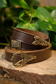 Viking belt Borre style deluxe, 165 cm, brown