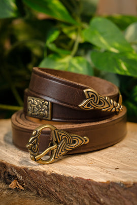 Viking belt Borre style deluxe, 165 cm, brown