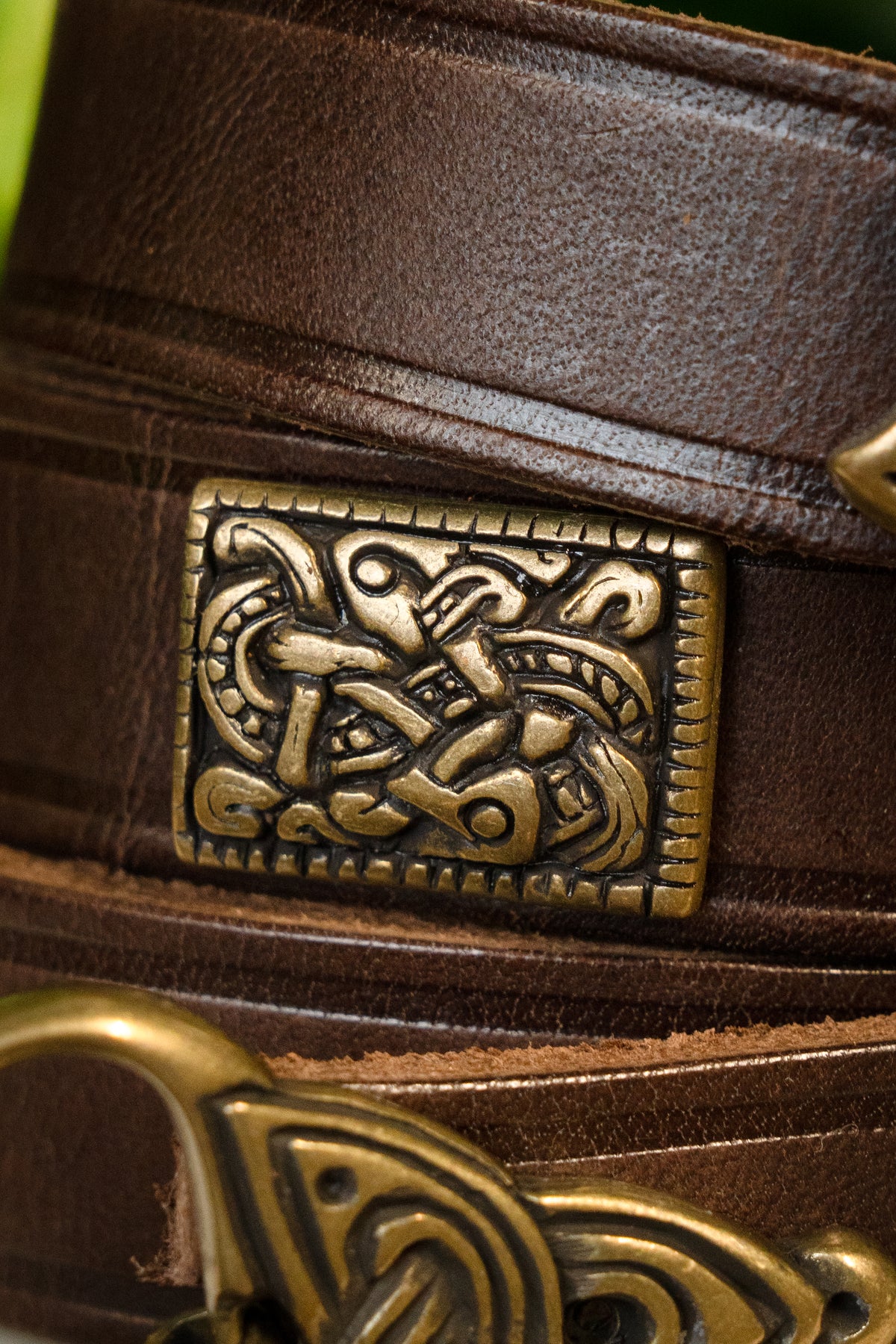 Viking belt Borre style deluxe, 165 cm, brown