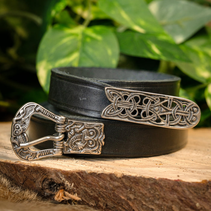 Birka belt, black, silvered, 165 cm