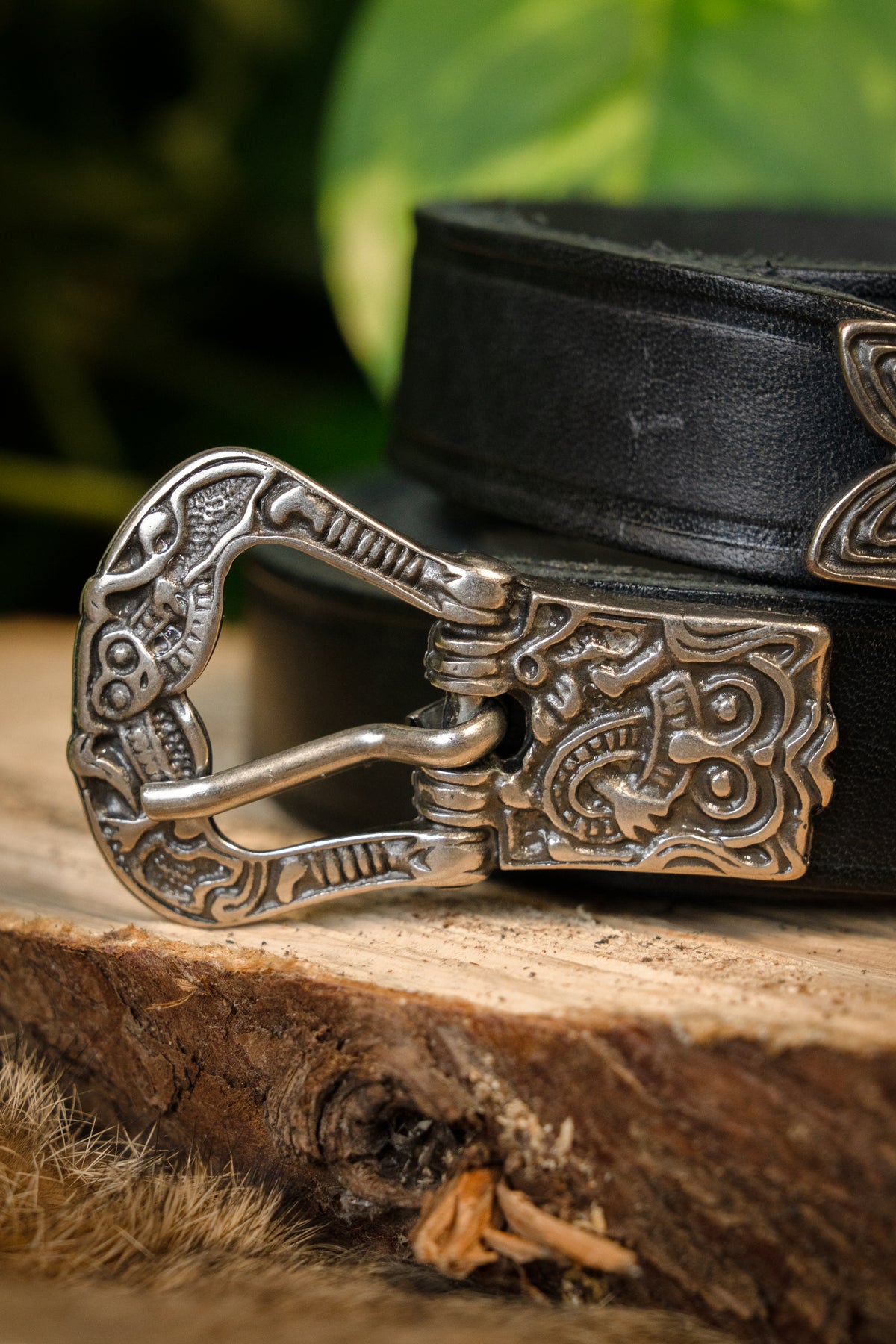 Birka belt, black, silvered, 165 cm