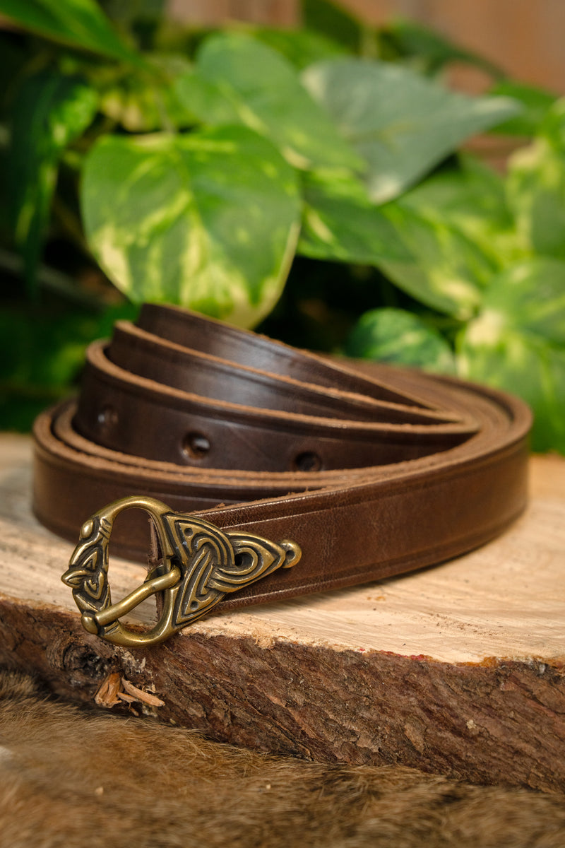 Wikiński pas w stylu Borre, 165 cm, brązowy