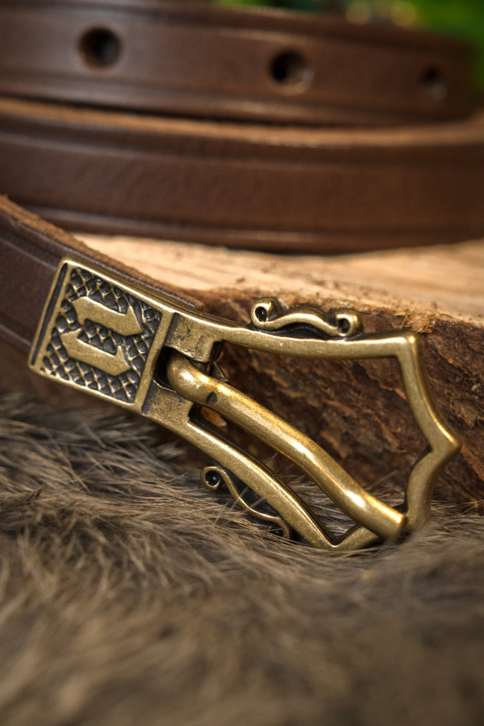 Gothic belt with belt end, 151 cm, brown