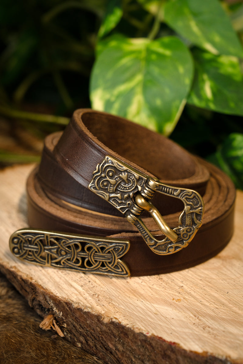 Birka-bælte, messing, 165 cm, brun