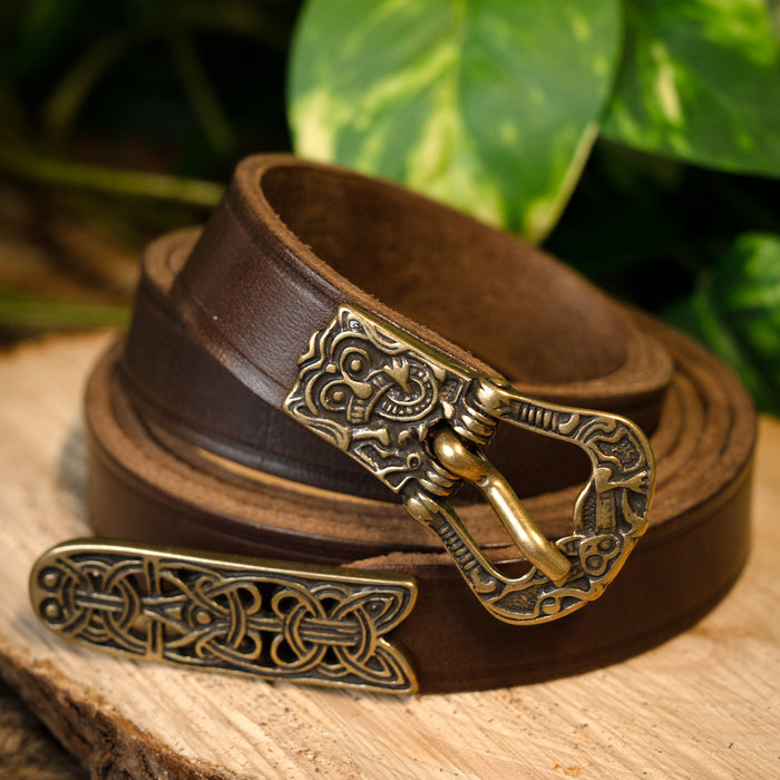Birka Belt, brass, 165 cm, brown