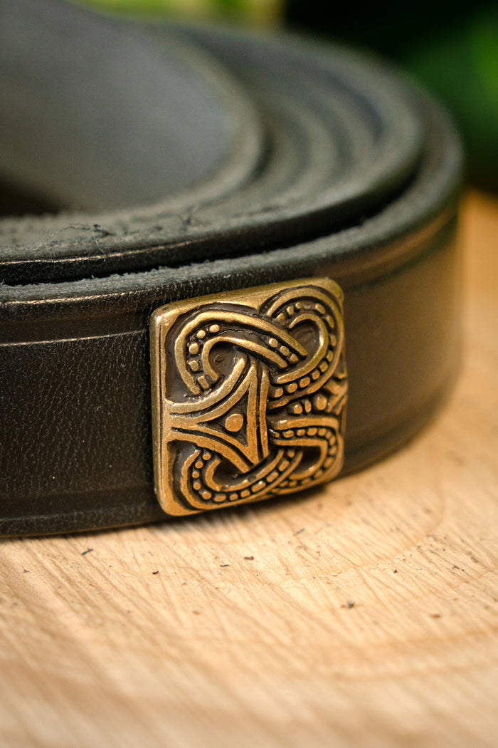 Birka belt deluxe, black, brass, 165 cm