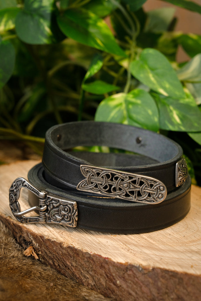 Birka belt deluxe, black, silvered, 165 cm