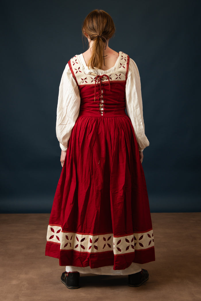 Landsknecht Kampfraudress Hannah, kirtle, wool, red-white