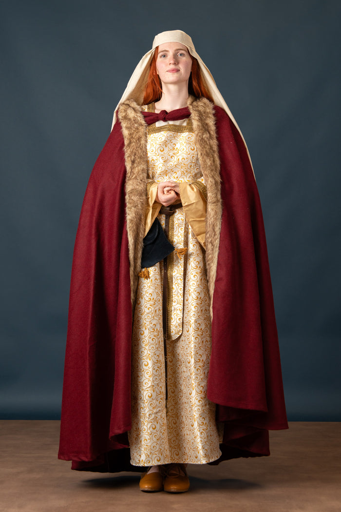 Viking cloak Fjell, wool blend, red