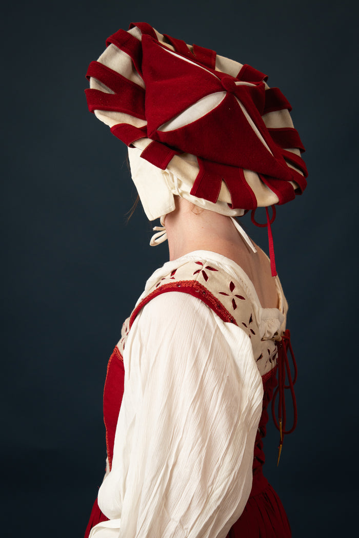 Landsknecht hat, counter beret, wool, red-white
