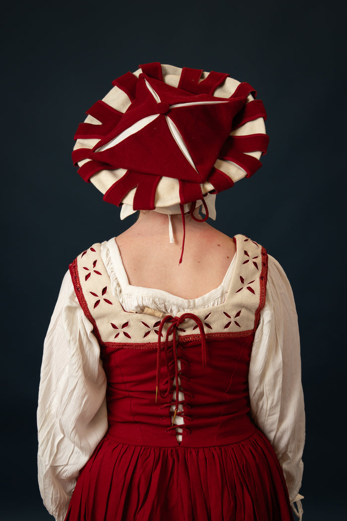 Landsknecht hat, counter beret, wool, red-white