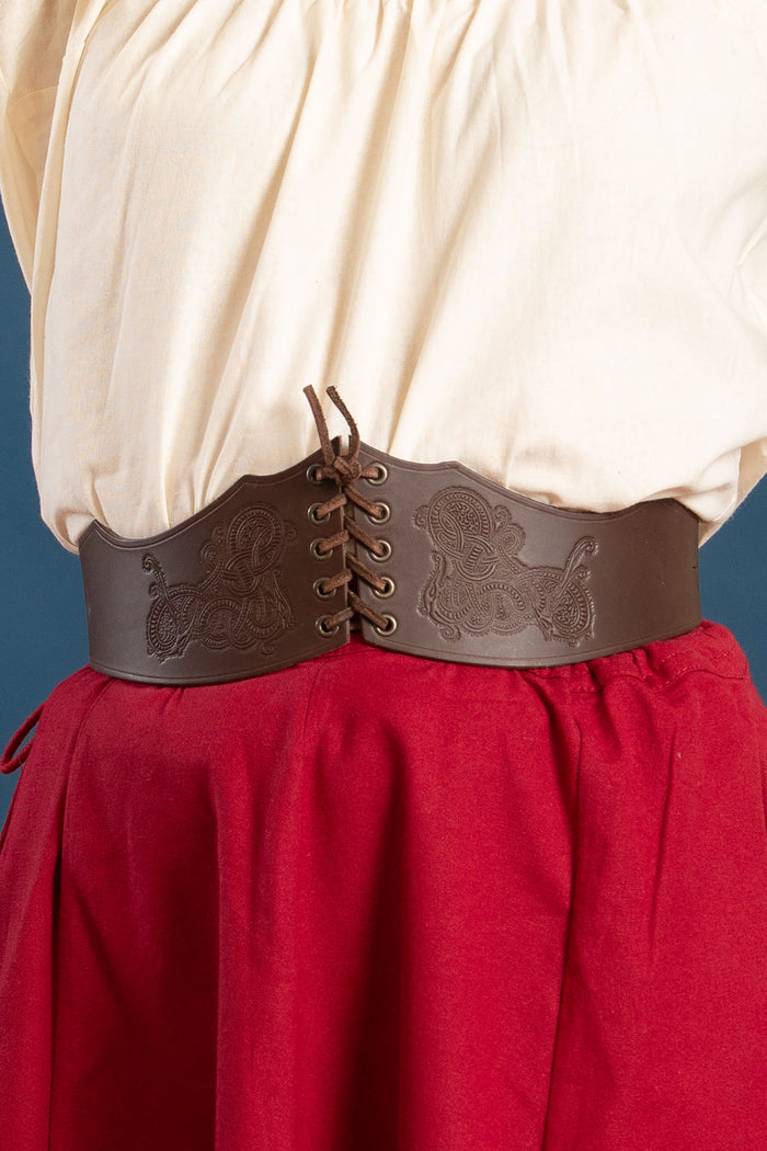 Corset belt Bertholdin B with Viking pattern, brown