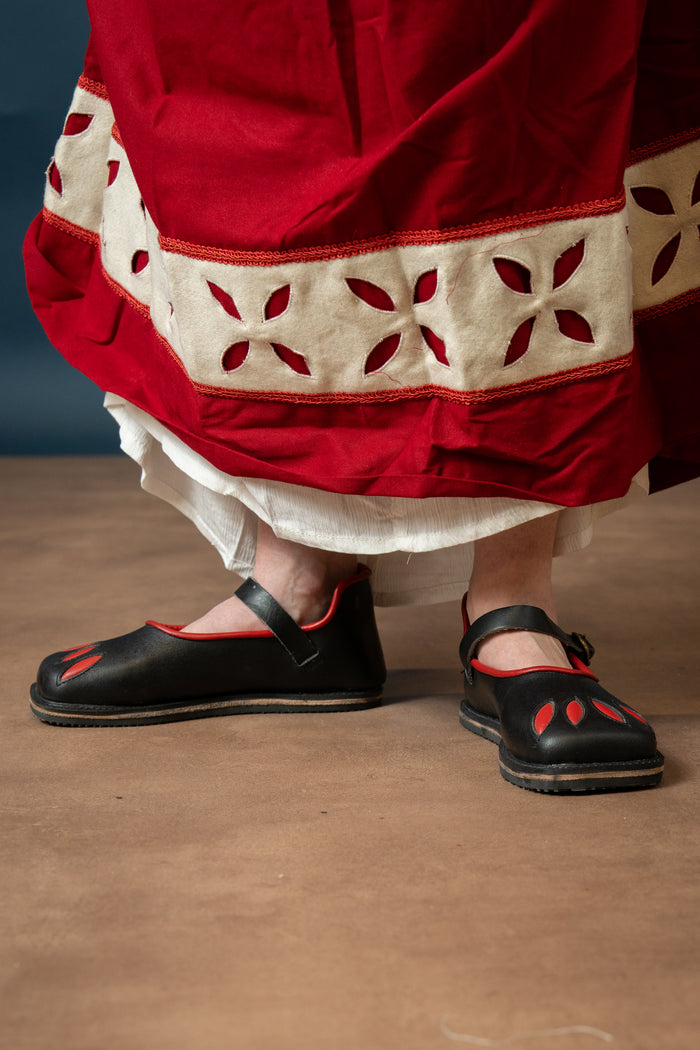 Landsknecht Kampfraudress Hannah, kirtle, wool, red-white