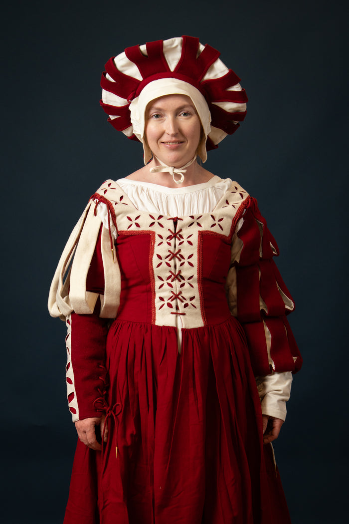 Detachable Sleeve Bloom, wool blend, red-white