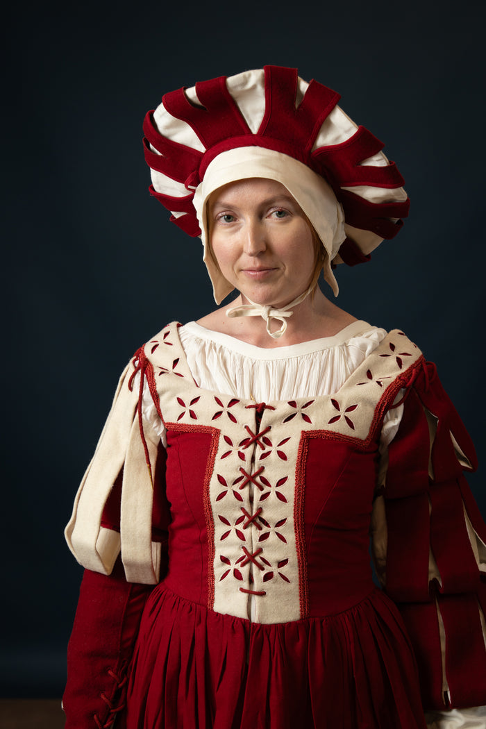 Detachable Sleeve Bloom, wool blend, red-white
