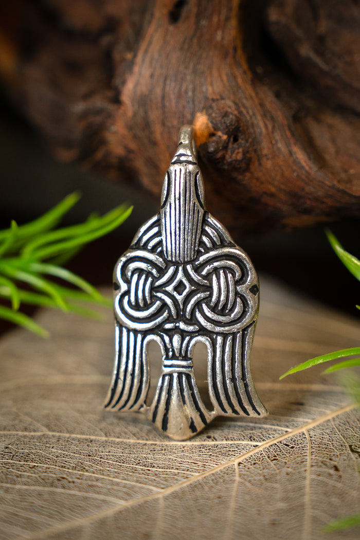 10th century Viking raven pendant, silvered bronze