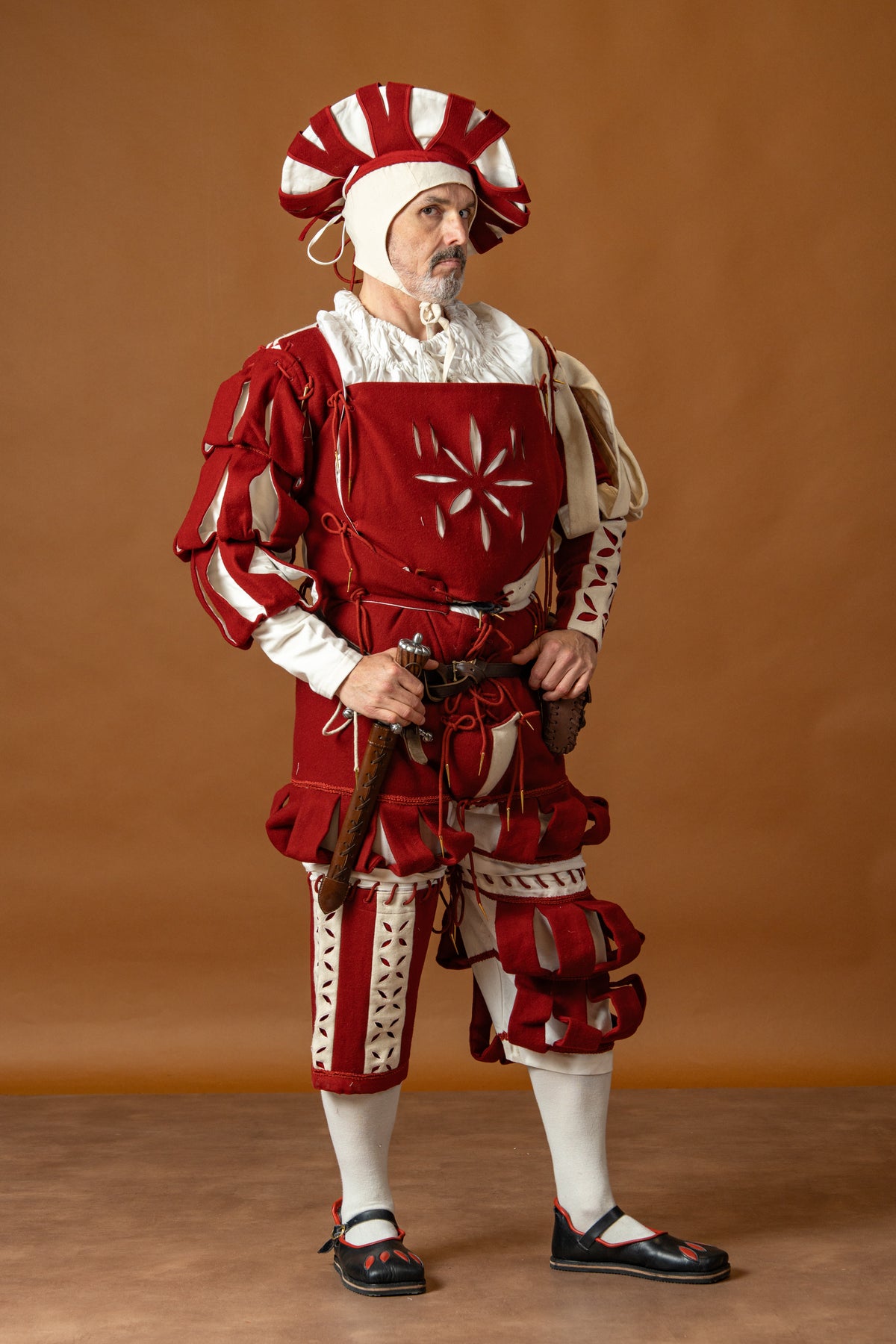 Landsknecht doublet Götz, wool blend, red and white