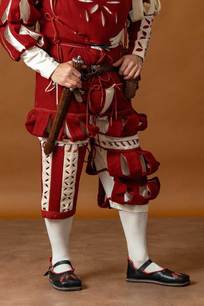 Trousers Landsknecht, wool blend, red and white