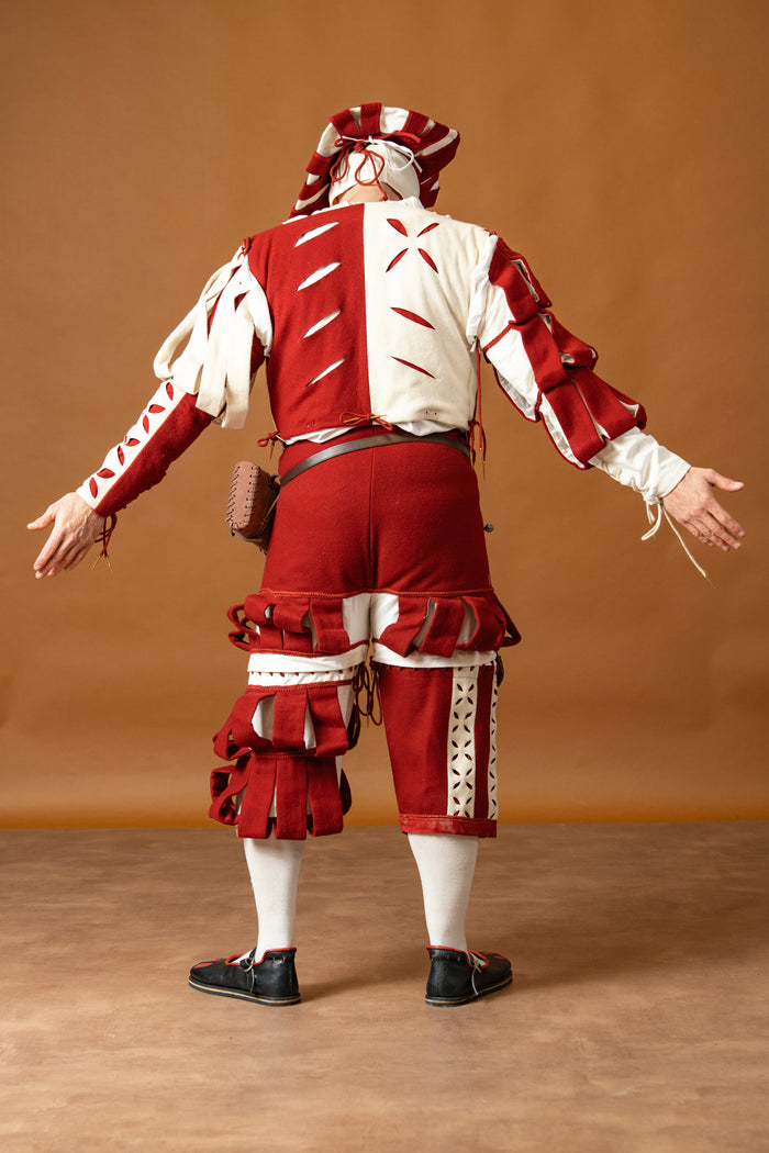 Trousers Landsknecht, wool blend, red and white