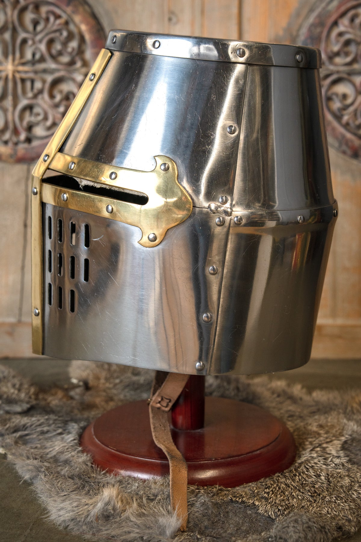 Crusader helmet, brass, 1.6 mm