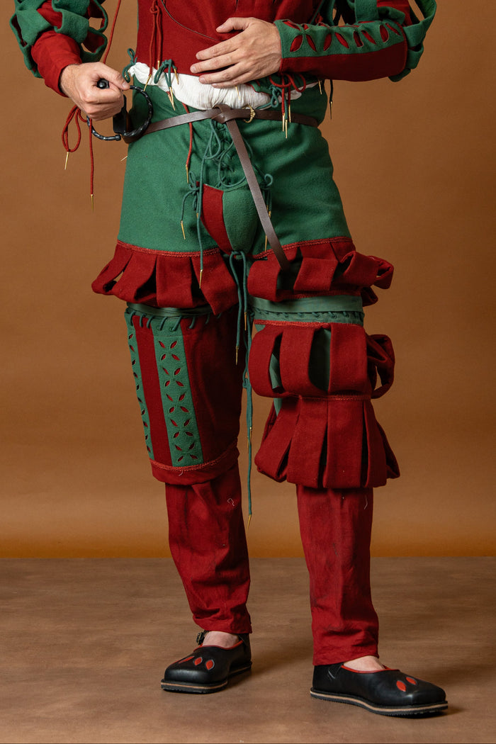 Trousers Landsknecht, wool blend, green and red
