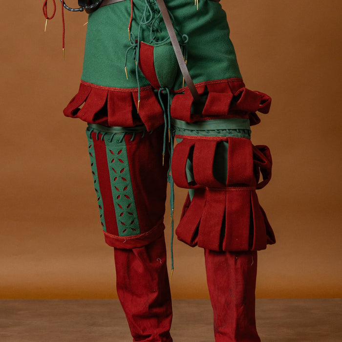 Trousers Landsknecht, wool blend, green and red