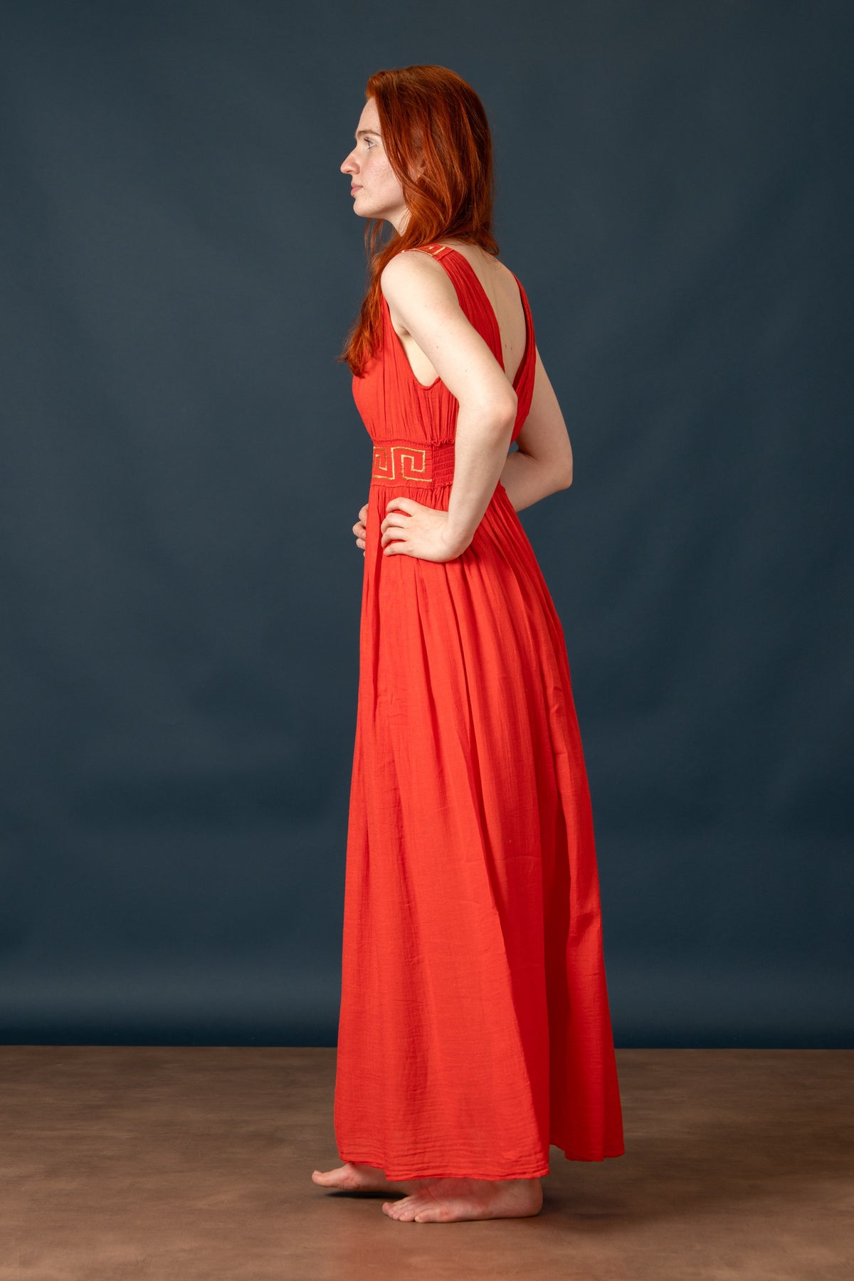 Goddess dress Penelope, coral red
