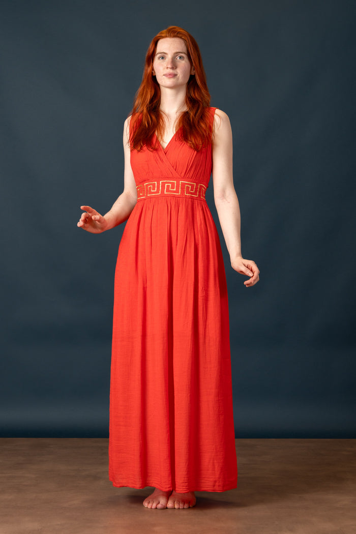 Goddess dress Penelope, coral red